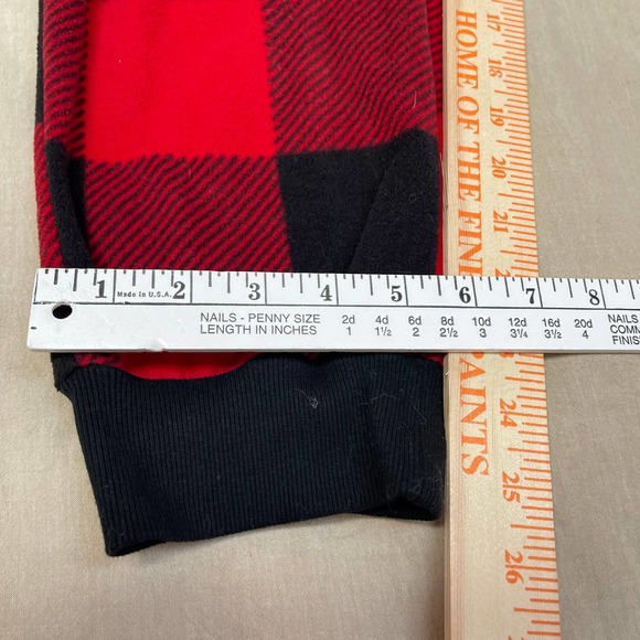 Old Navy Women's XL One-Piece Hooded Pajama Black Red Plaid Flannel Zip Front - Picture 12 of 13